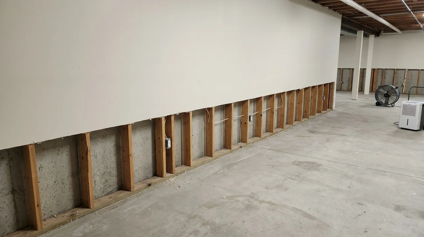 Flood cut along a basement wall