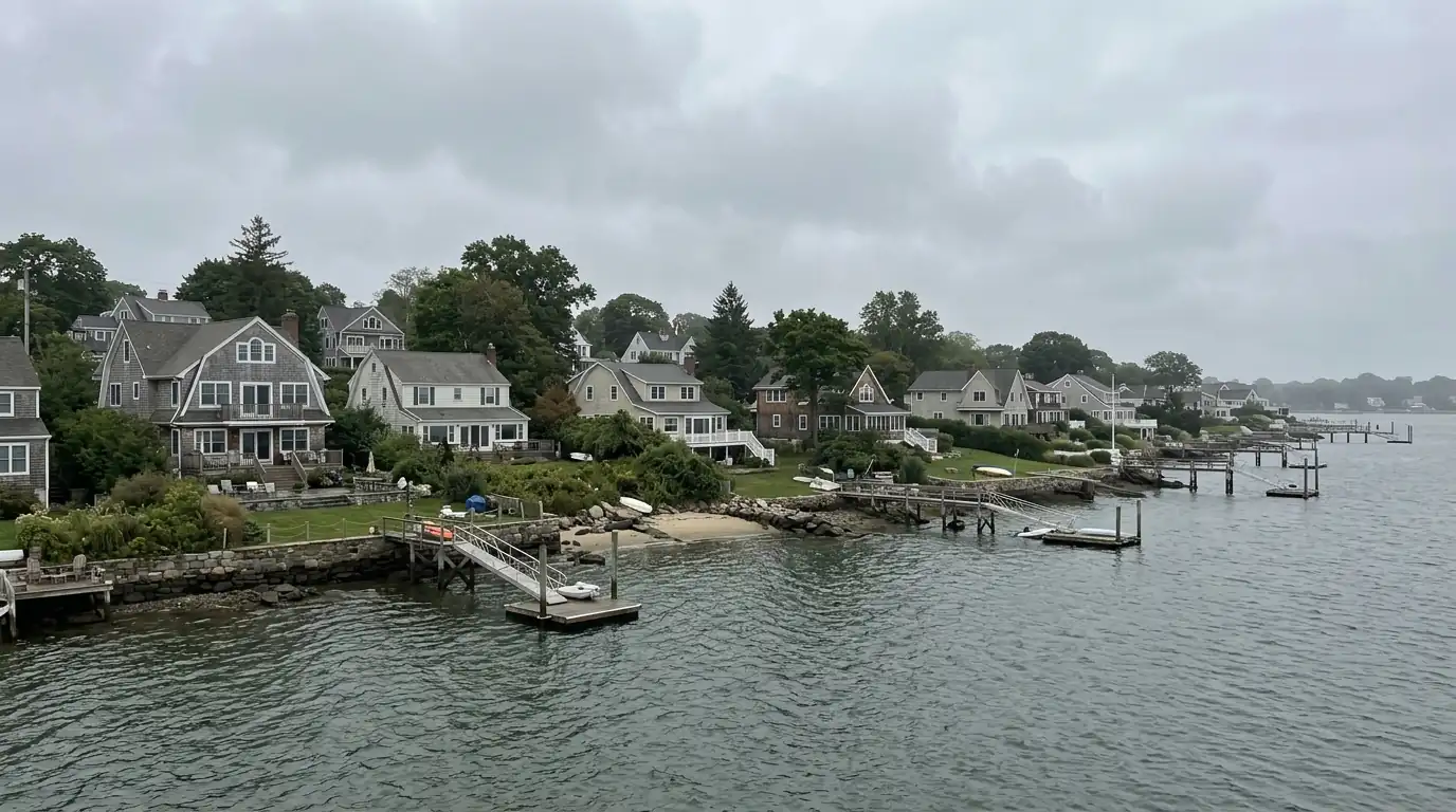 Waterfront houses on the Sound Shore in New Rochelle