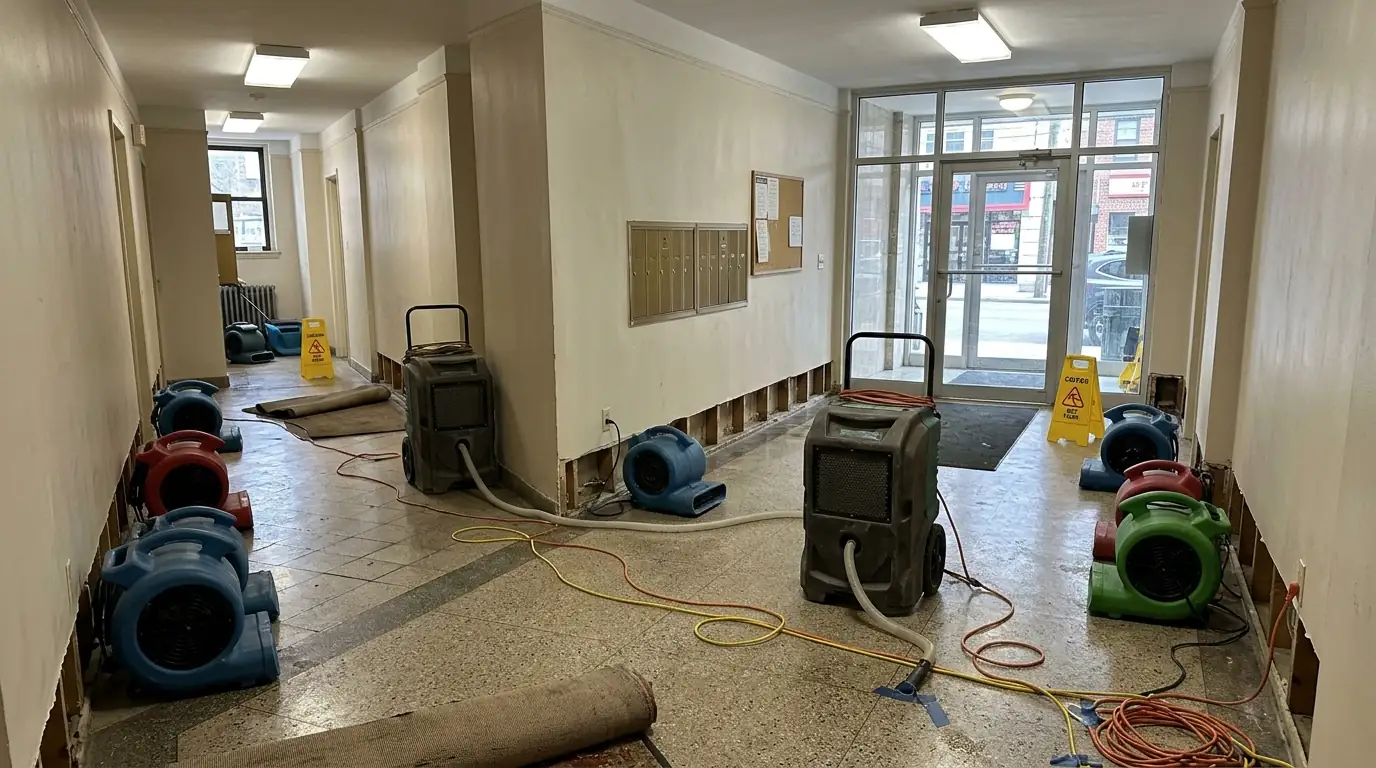 Drying equipment in a Yonkers building after a main break