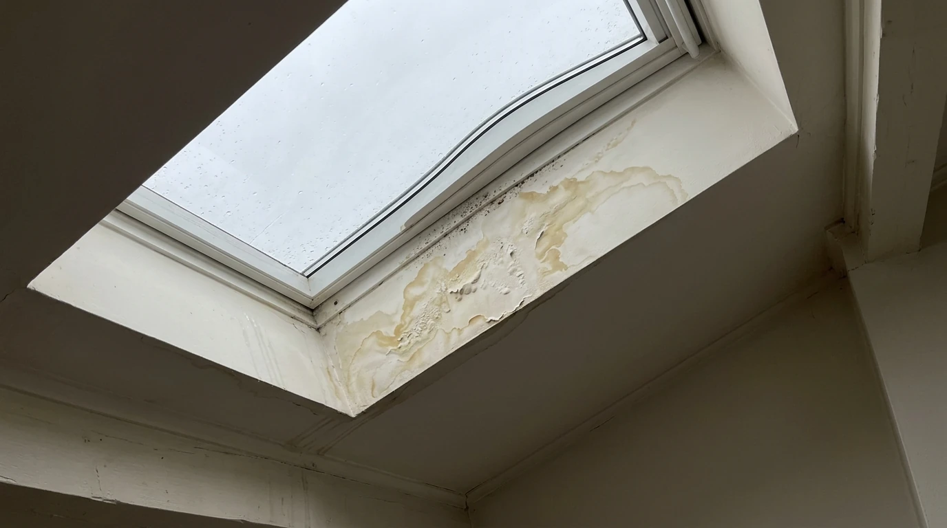 Stain near a skylight in a top-floor apartment
