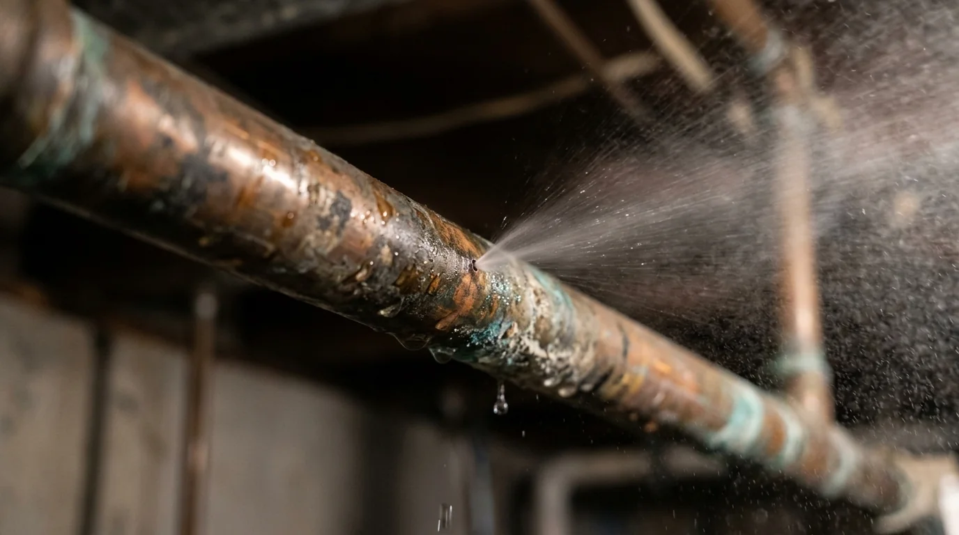 Pinhole leak in an old copper water line