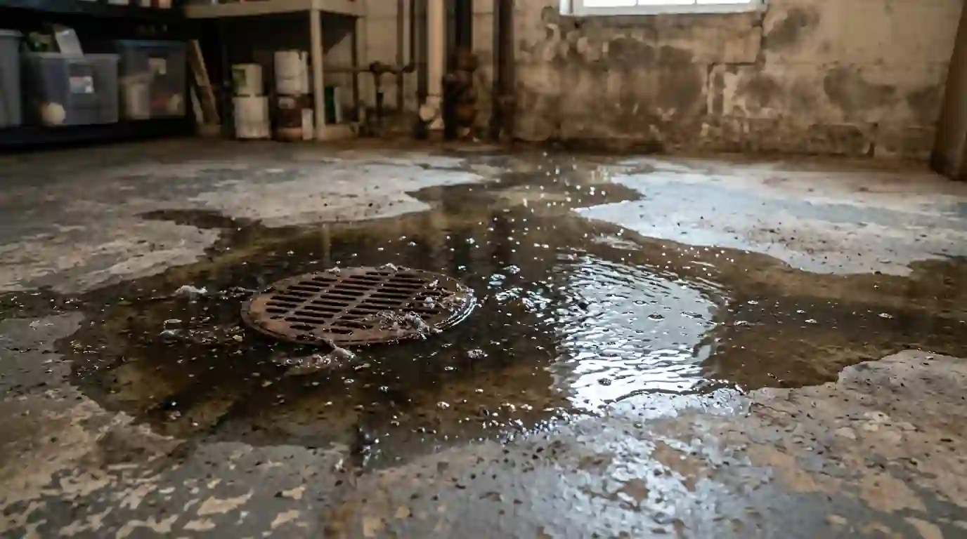 Sewage backing up through a floor drain