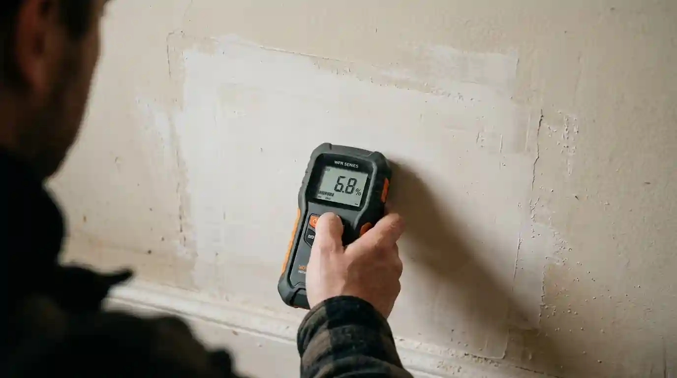 Dry reading on a repaired wall section