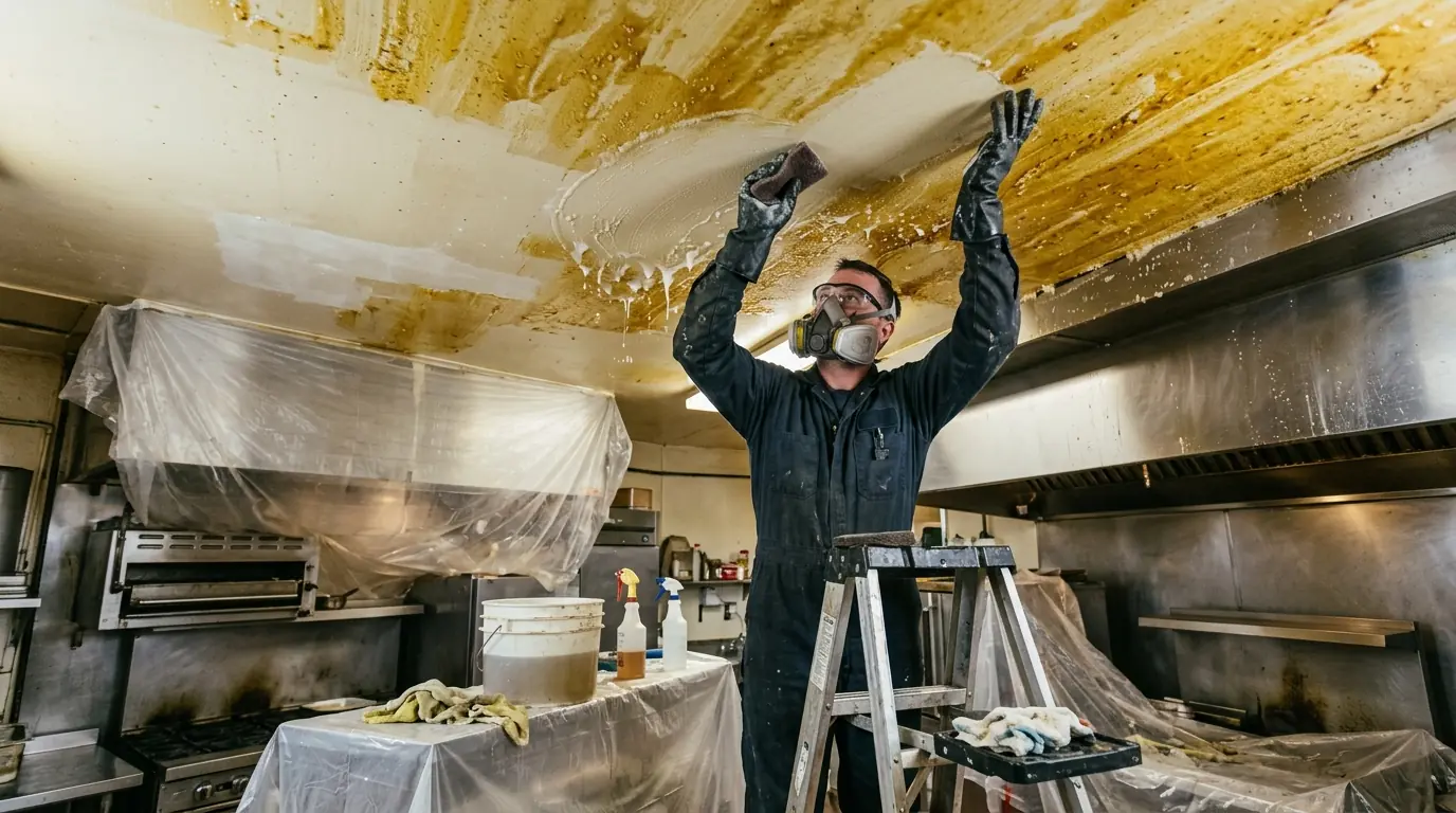 Degreasing a sticky kitchen ceiling