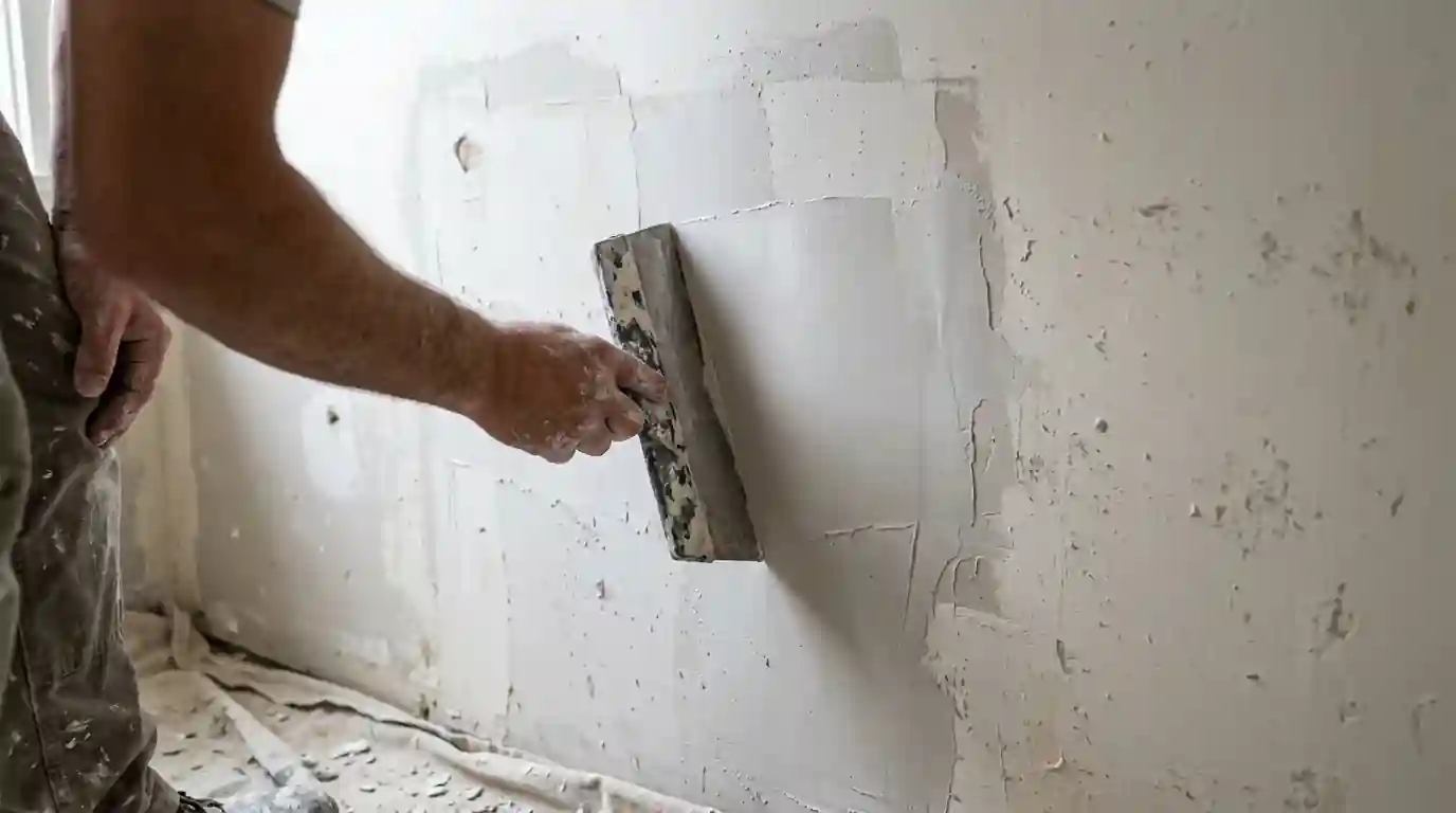 Skim coat applied over a patched wall